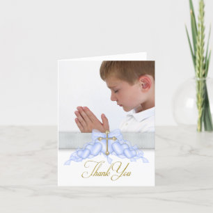Blue Cross Photo First Communion Thank You Cards