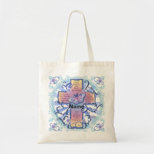 Blue  cross Serenity prayer tote bag