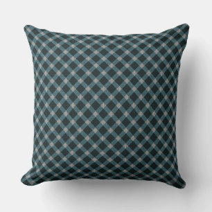 Blue cross tartan plaid with slight grey relief cushion