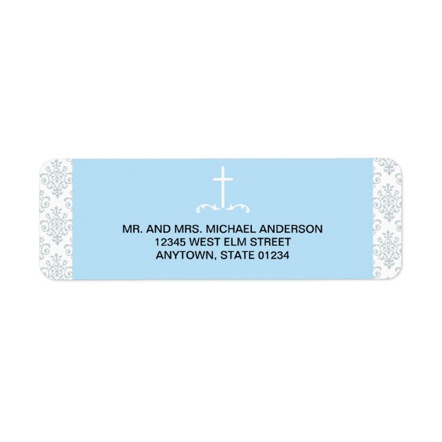 Blue Cross with Damask Pattern (Front)