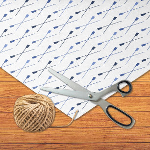 Blue crossed oars pattern sports tissue paper
