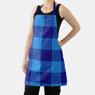 Blue Crosshatch Bold Chequered Design Apron