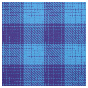 Blue Crosshatch Bold Chequered Design Fabric