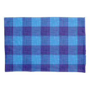 Blue Crosshatch Bold Chequered Design  Pillowcase