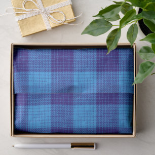 Blue Crosshatch Bold Chequered Design  Tissue Paper