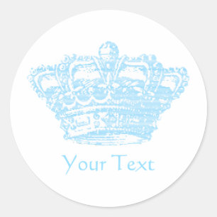 Blue Crown Classic Round Sticker