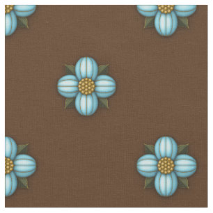 Blue Cruciferous Flowers on Brown Fabric