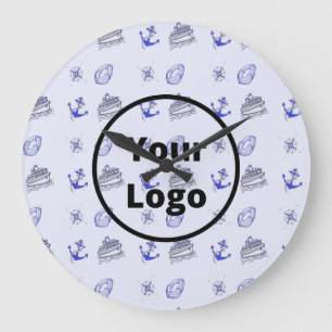 Blue cruise ship business pattern large clock