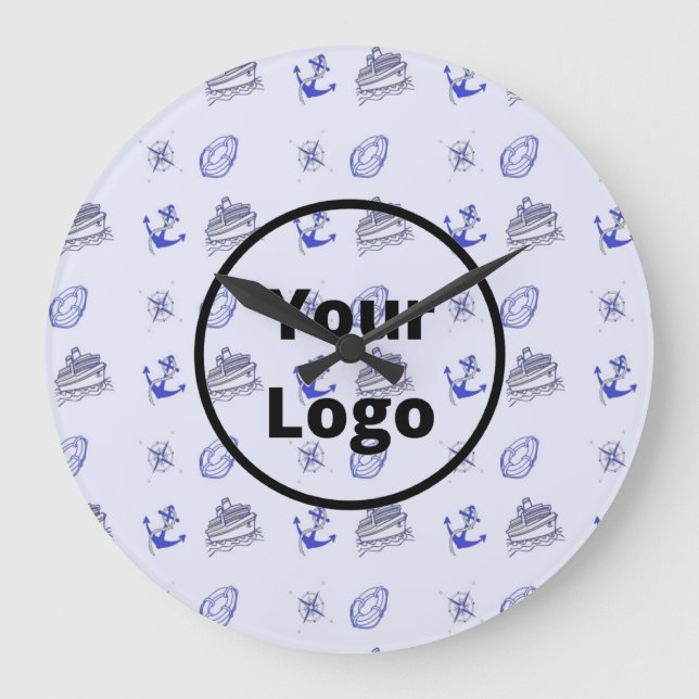 Blue cruise ship business pattern large clock (Front)