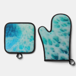 Blue Crush - Abstract Coastal Artwork  Oven Mitt & Pot Holder Set