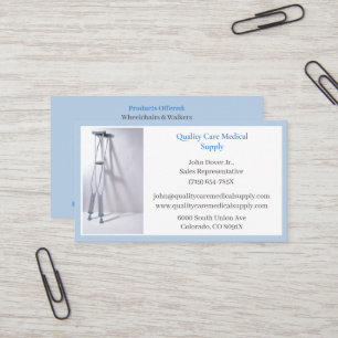 Blue Crutches Equipment Medical Senior Care Business Card