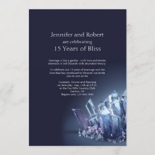 Blue Crystal 15th Wedding Anniversary Invitation