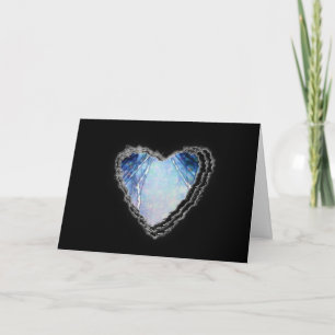 Blue Crystal Abstract Heart Romance Valentine Love Holiday Card
