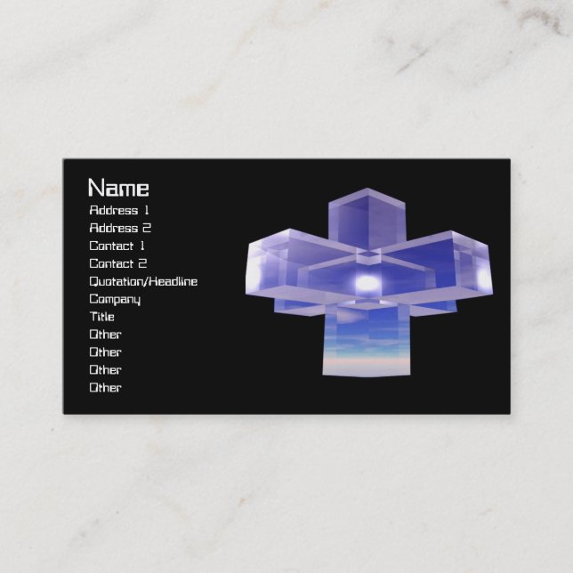 Blue Crystal Cross Business Card (Front)