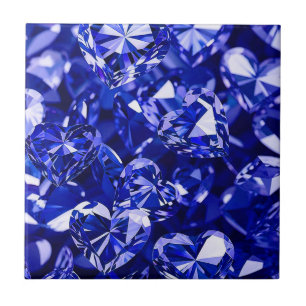 Blue Crystal Diamond Hearts Tile