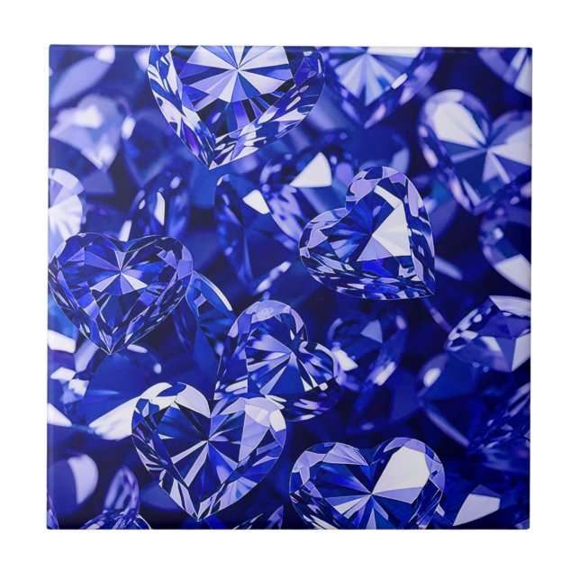 Blue Crystal Diamond Hearts Tile (Front)