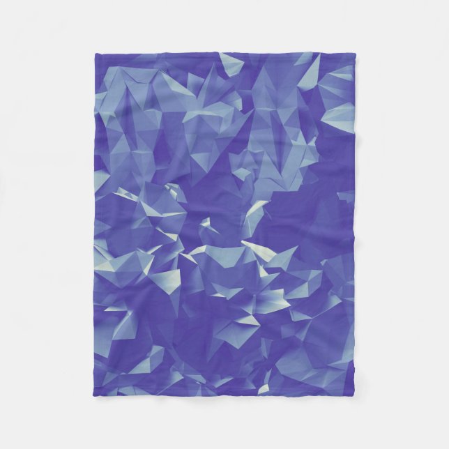 Blue Crystal Geometric Abstract Texture Modern Fleece Blanket (Front)