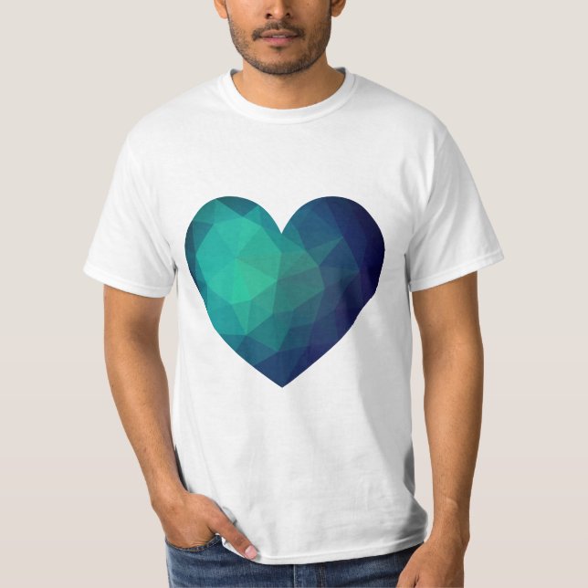 Blue crystal geometric heart T-Shirt (Front)
