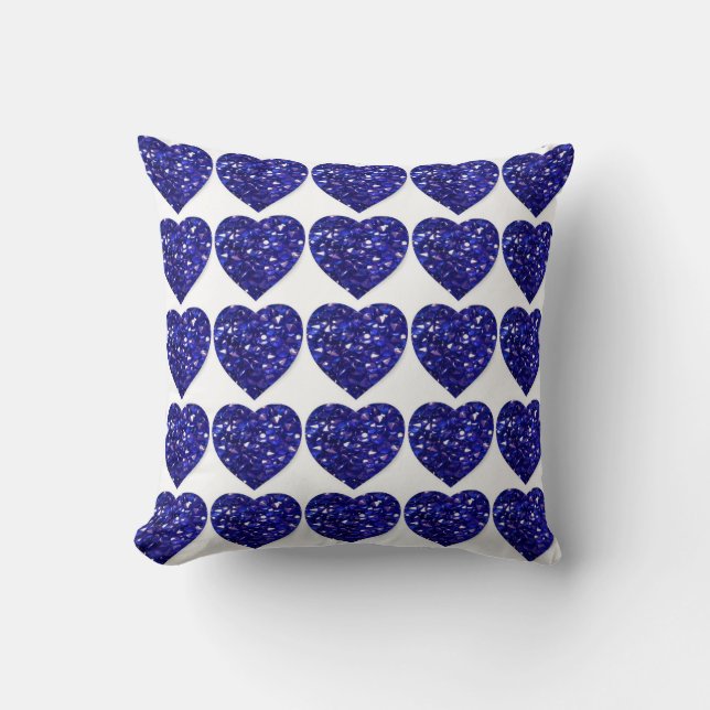 Blue Crystal Hearts Sapphire Anniversary Pillow (Front)