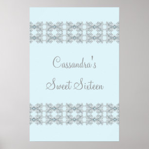Blue Crystal Lace Sweet Sixteen Poster