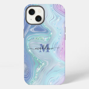 Blue Crystal Marble Iridescent Agate Case-Mate iPh iPhone 13 Case