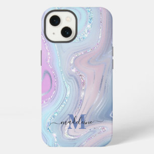 Blue Crystal Marble Iridescent Agate iPhone 13 Case