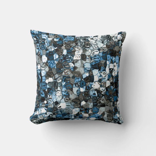 blue crystal / mosaic abstract design cushion (Front)