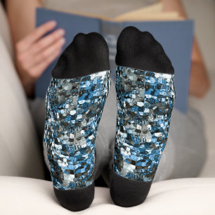 blue crystal / mosaic abstract design socks