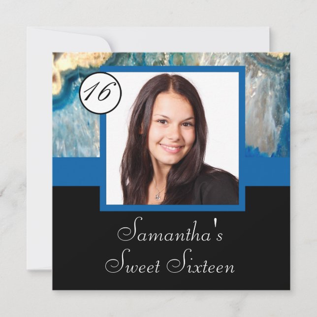 Blue crystal photo template sweet sixteen (Front)