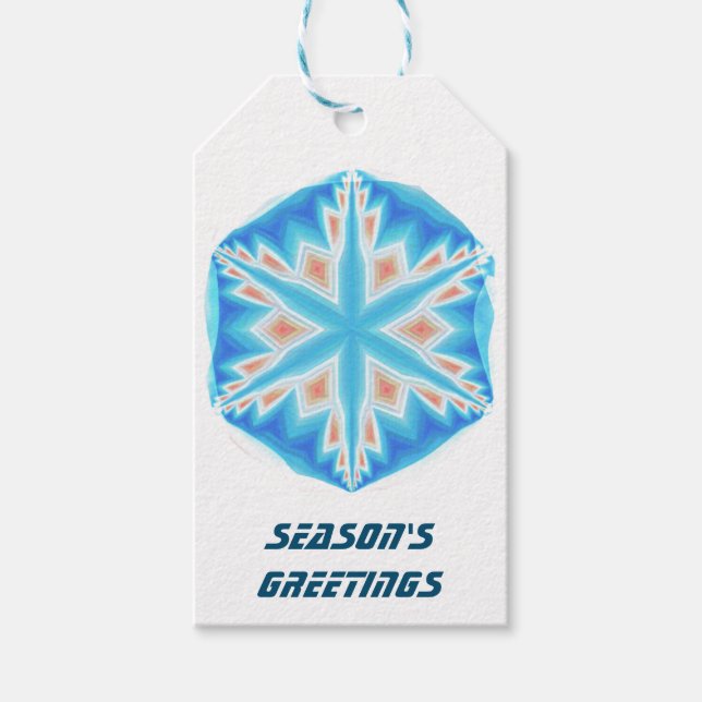 Blue crystal snowflake Christmas tags (Front)