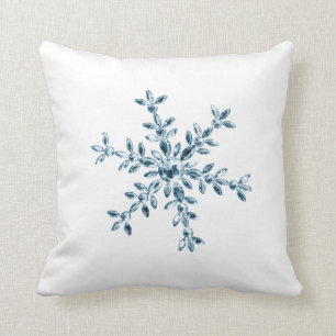 Blue Crystal Snowflake Holiday Cushion
