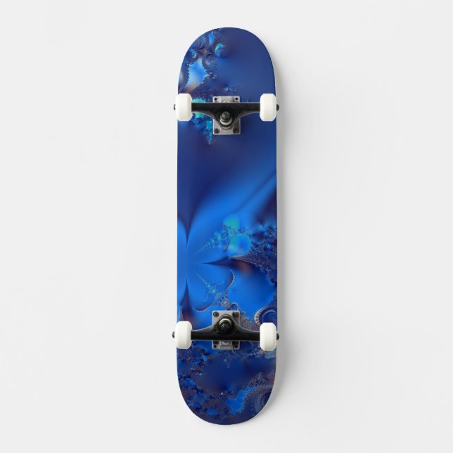 Blue Crystals Fractal Skateboard (Front)