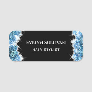 Blue crystals name tag