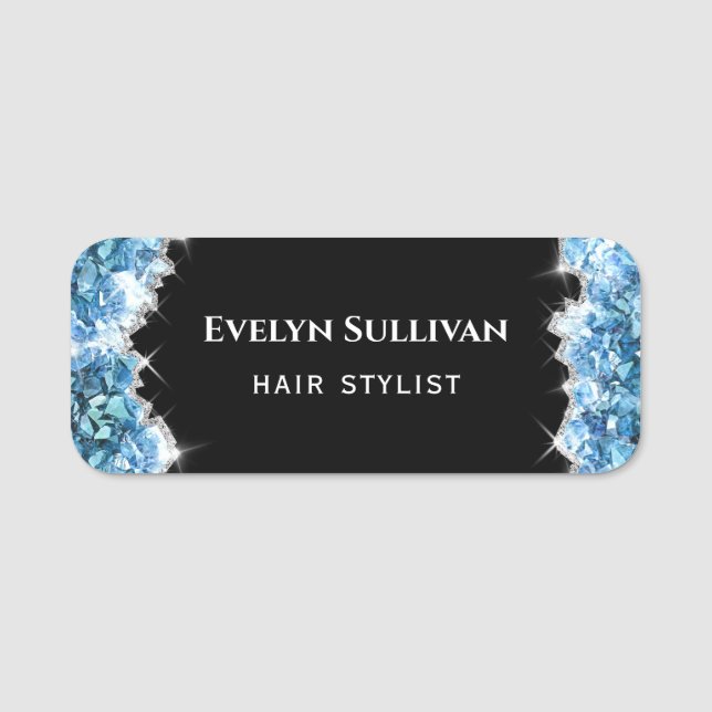 Blue crystals name tag (Front)