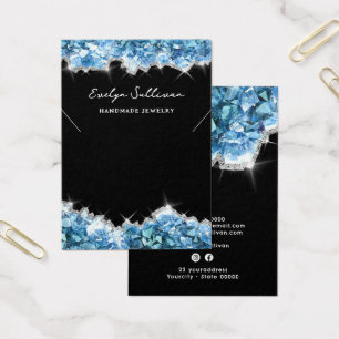 Blue crystals necklace display card