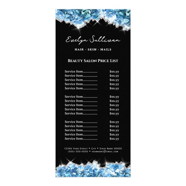 blue crystals price list rack card (Front)
