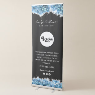 Blue crystals retractable banner