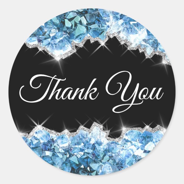 Blue Crystals Thank you Sticker (Front)