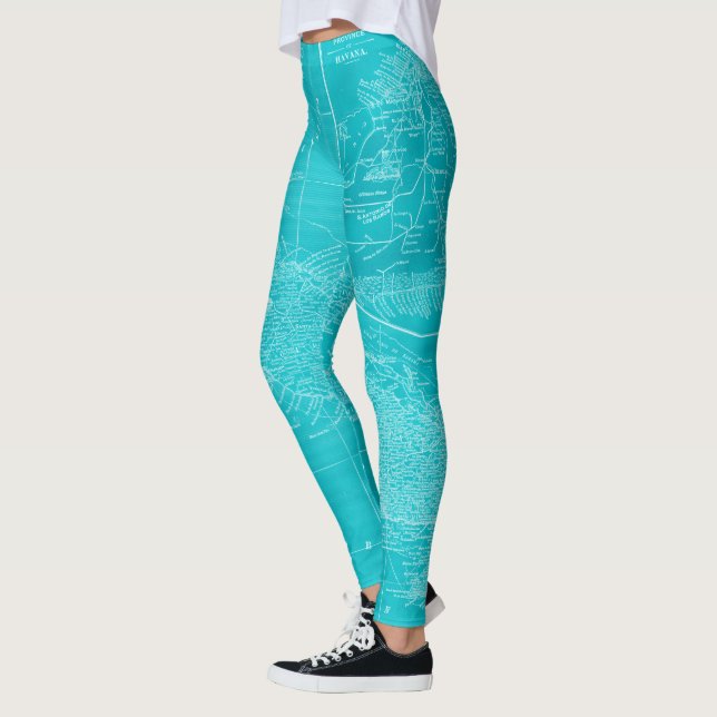 Blue Cuba Map Leggings (Left)