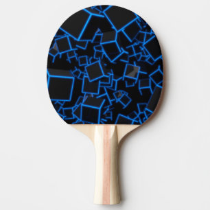 Blue Cubes Abstract Ping Pong Paddle