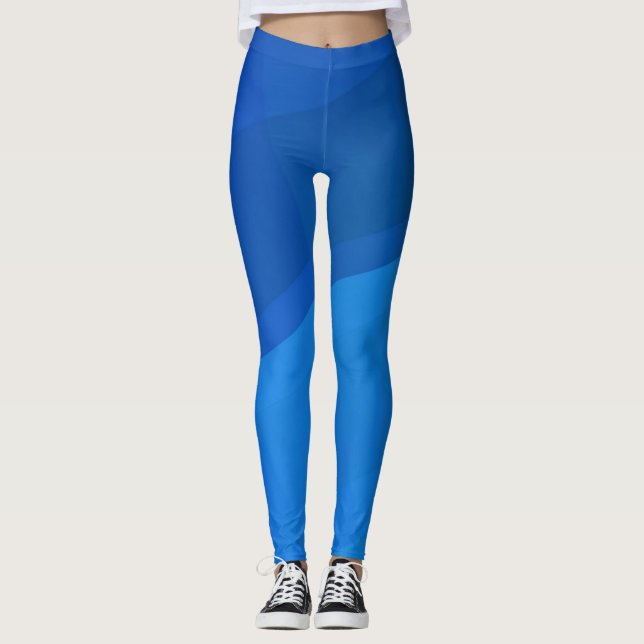 Blue Cubes Geometric Leggings (Front)