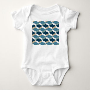 Blue Cubes: Geometric Seamless Pattern Baby Bodysuit