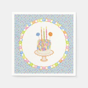 Blue Cue the Confetti Birthday Party Dessert Napkin