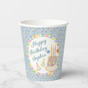 Blue Cue the Confetti Birthday Party Dessert Paper Cups