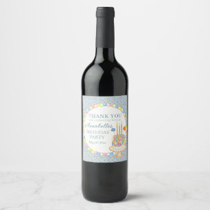 Blue Cue the Confetti Birthday Party Dessert Wine Label