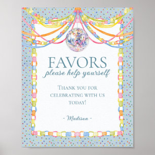 Blue Cue the Confetti Birthday Party Favours Sign