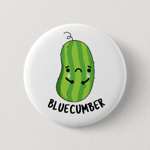 Blue-cumber Funny Sad Veggie Cucumber Pun  6 Cm Round Badge