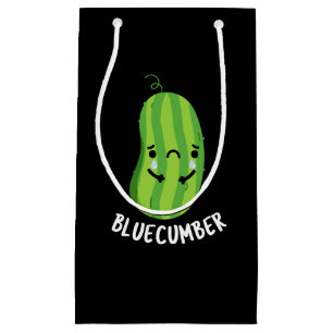 Blue-cumber Funny Sad Veggie Cucumber Pun Dark BG Small Gift Bag