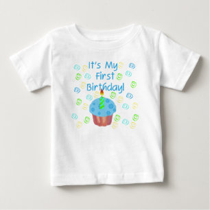 Blue Cupcake 1st Birthday Baby T-Shirt
