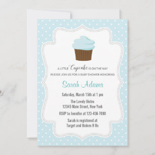 Blue Cupcake Baby Shower Invitation